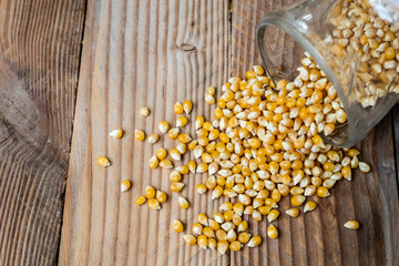Grains de maïs dans un bocal en verre