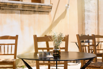 Interior of street cafe