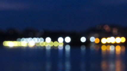 City lights blurred abstract background. night time city with colorful light.