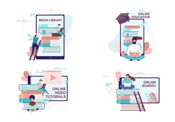 Remote Education and Training Advertisement Set