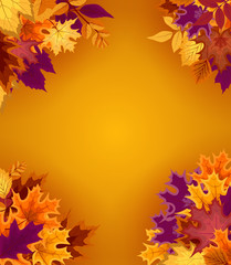 Abstract Vector Illustration Autumn Background with Falling Autumn Leaves