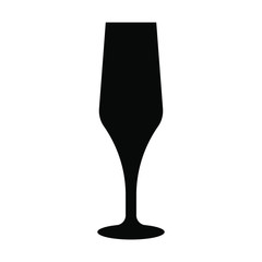 Champagne glass icon, wine cup silhouette icon