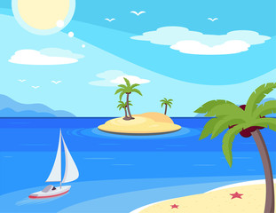 Fototapeta na wymiar Tropical island flat vector illustration