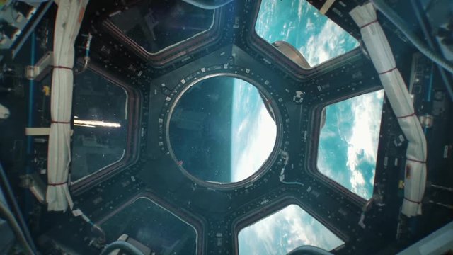 View From Space Station - Asteriod Imapcting Planet Earth Blue