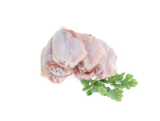 Raw chicken  on cutting board on white background