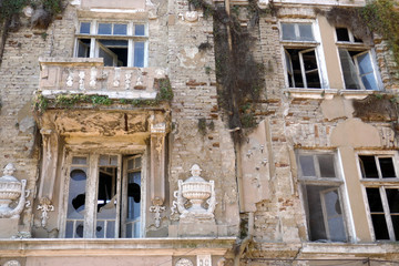 Old destroyed  house Poverty and misery.It is destroyed over time and cannot be repaired