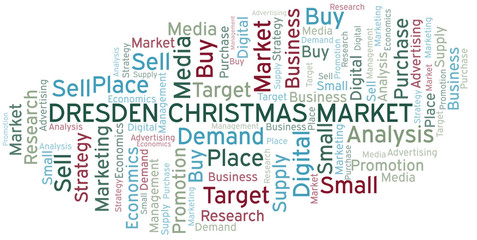 Dresden Christmas Market word cloud. Vector made with text only.
