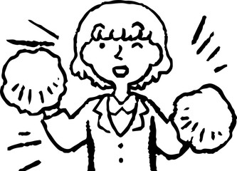 Monochrome Illustration of a woman face and pose set 6