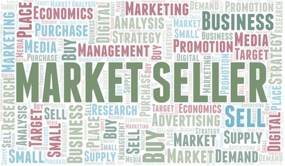 Fototapeta premium Market Seller word cloud. Vector made with text only.