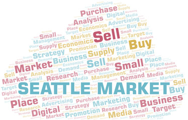 Fototapeta premium Seattle Market word cloud. Vector made with text only.