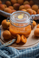 apricot jam in glass jar