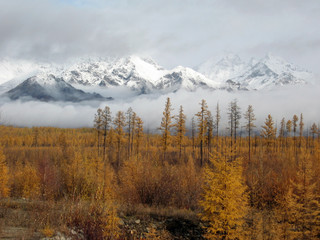 Autumn in mountains deep in Siberia