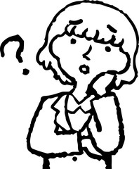 Monochrome Illustration of a woman face and pose set 6