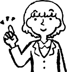 Monochrome Illustration of a woman face and pose set 6