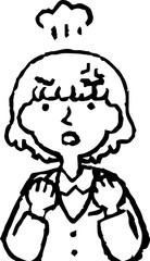 Monochrome Illustration of a woman face and pose set 6