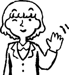 Monochrome Illustration of a woman face and pose set 6