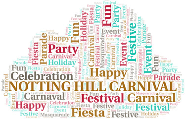 Fototapeta premium Notting Hill Carnival word cloud vector made with text only.