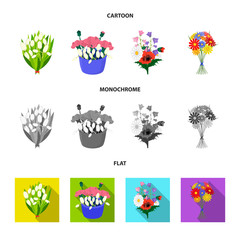 Vector design of spring and wreath sign. Set of spring and blossom stock symbol for web.