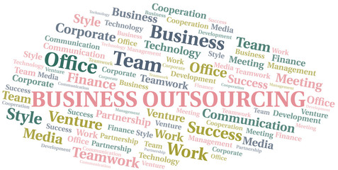 Obraz premium Business Outsourcing word cloud. Collage made with text only.