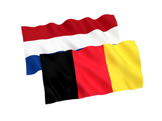 Flags of Belgium and Netherlands on a white background