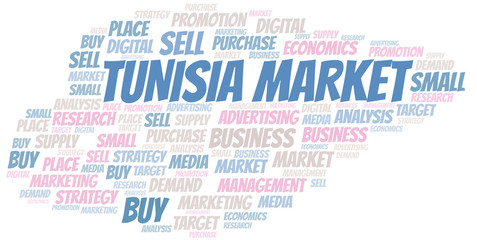 Fototapeta premium Tunisia Market word cloud. Vector made with text only.