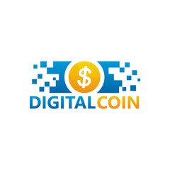 Digital Coin Logo Template Design Vector, Emblem, Design Concept, Creative Symbol, Icon