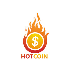Hot Coin Logo Template Design Vector, Emblem, Design Concept, Creative Symbol, Icon