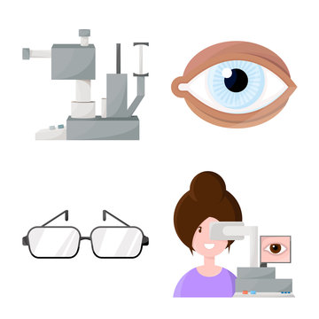 Vector design of vision and clinic symbol. Collection of vision and ophthalmology stock vector illustration.