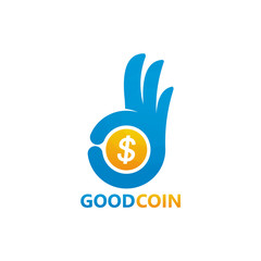 Good Coin Logo Template Design Vector, Emblem, Design Concept, Creative Symbol, Icon