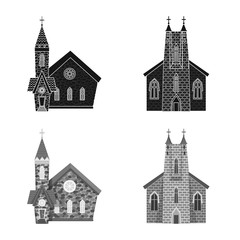 Fototapeta premium Vector design of cult and temple sign. Collection of cult and parish vector icon for stock.