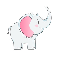 Funny grey elephant. Children illustration