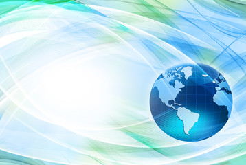 Best Internet Concept of global business. Globe, glowing lines on technological background. Wi-Fi, rays, symbols Internet, 3D illustration