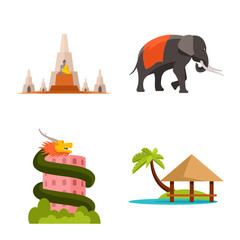 Obraz premium Isolated object of thailand and travel sign. Collection of thailand and culture stock symbol for web.