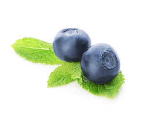 Fresh ripe blueberry on white background