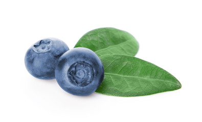Fresh ripe blueberry on white background