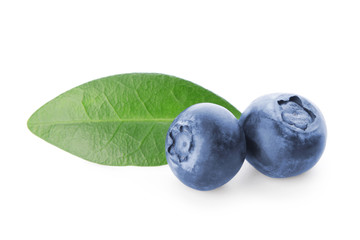 Fresh ripe blueberry on white background