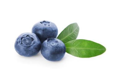 Fresh ripe blueberry on white background