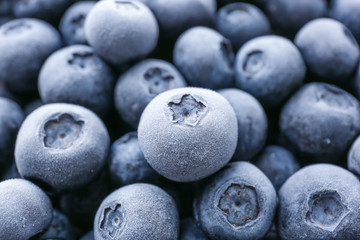 Tasty frozen blueberries, closeup view