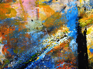 Hand draw colorful texture oil painting abstract background on wooden.