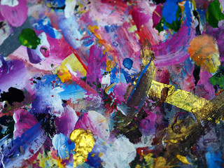 Hand draw colorful texture oil painting abstract background on wooden.