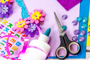Making paper crafts for candy cone first day of school