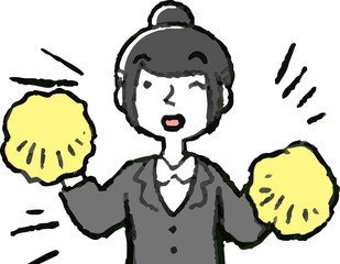 Illustration of a job-hunting girl student face and pose