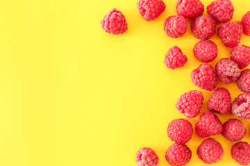 Sweet ripe raspberry on color background