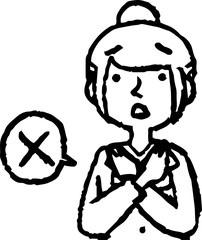 Monochrome Illustration of a job-hunting girl student face and pose