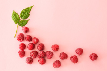 Sweet ripe raspberry on color background