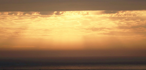 France. Sunset from the Dunes du PIlat at the Atlantique coast