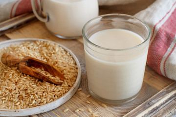Vegan rice milk, non dairy alternative milk
