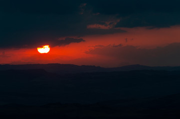 Wonderful Sunset in the Clouds, Mazzarino, Caltanissetta, Sicily, Italy, Europe