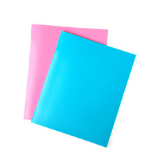 Different notebooks on white background