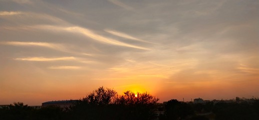 Fototapeta premium sunset over lake